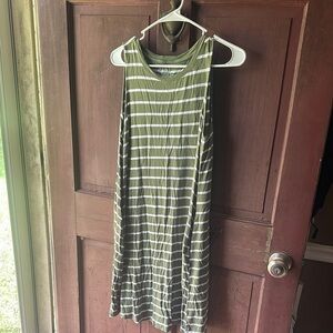 Time and Tru Green and White Sleeveless Sundress